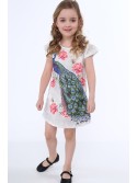 Dress with a peacock, light gray NDZ8128 - Online store - Boutique